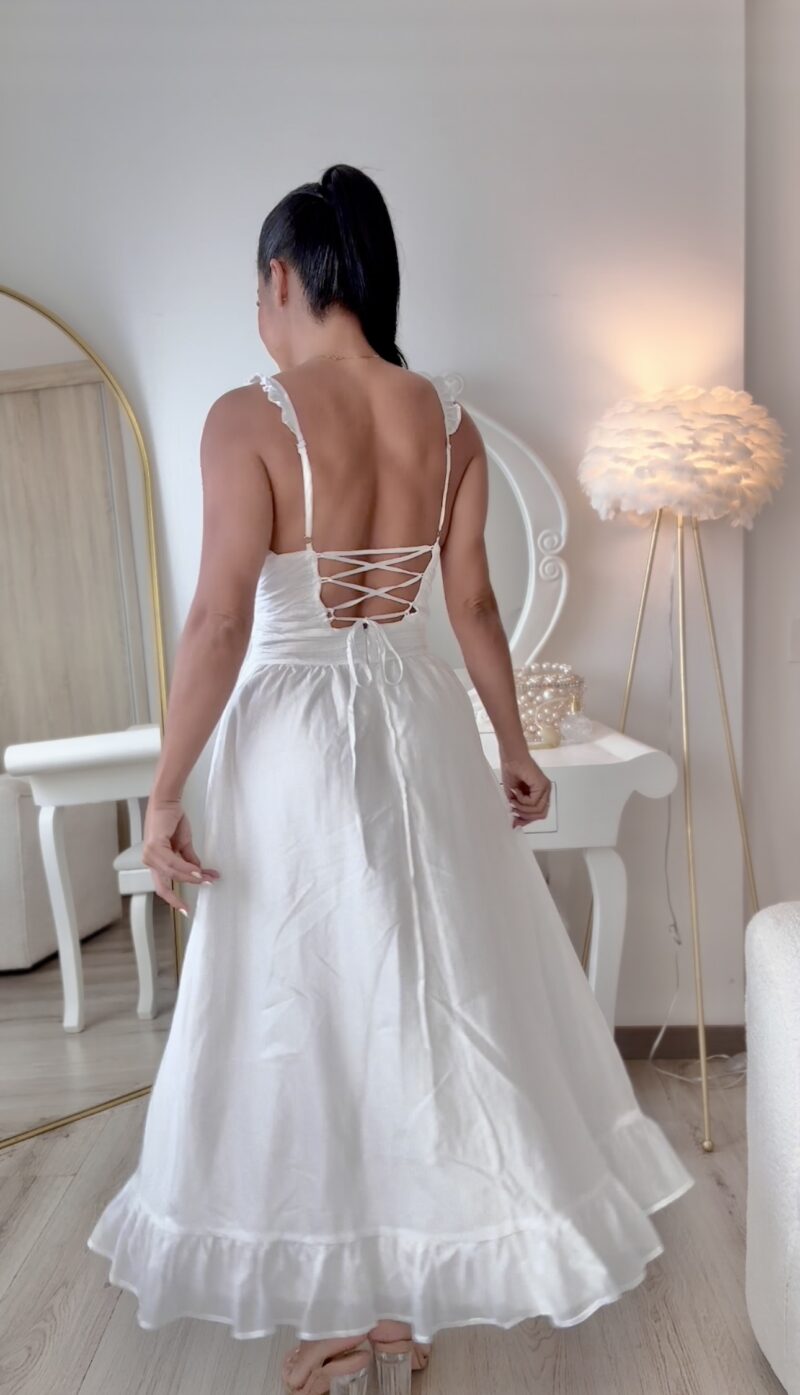 VESTIDO BLANCO ROSA  ADELANTE(FRL)RF014 - Imagen 2