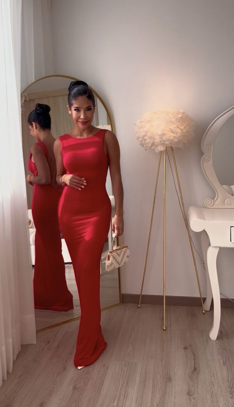 VESTIDO SILOUTHESHOP ROJO LARGO REF:4098