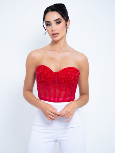 CORSET ROJO  PERLAS REF:1214