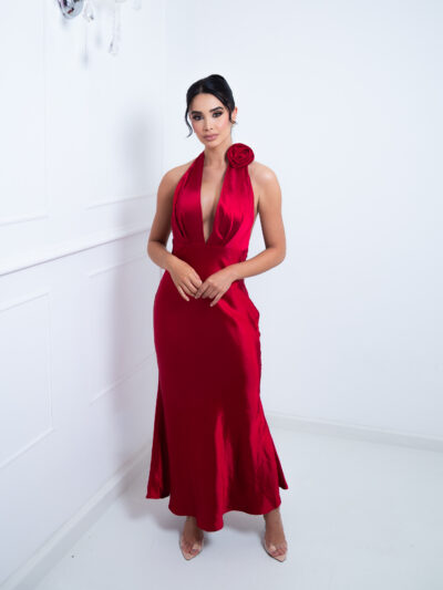 VESTIDO  ROJO SEDA  REF:6080