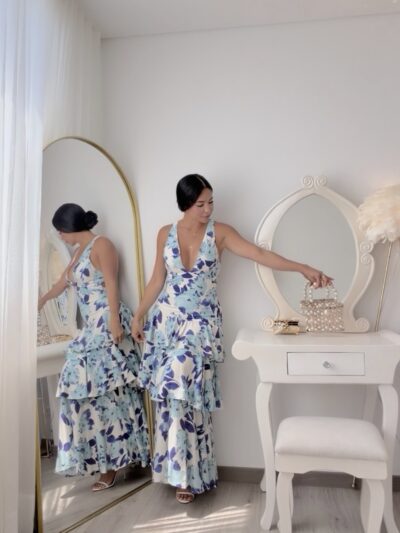 VESTIDO FLORAL AZUL REF:0245