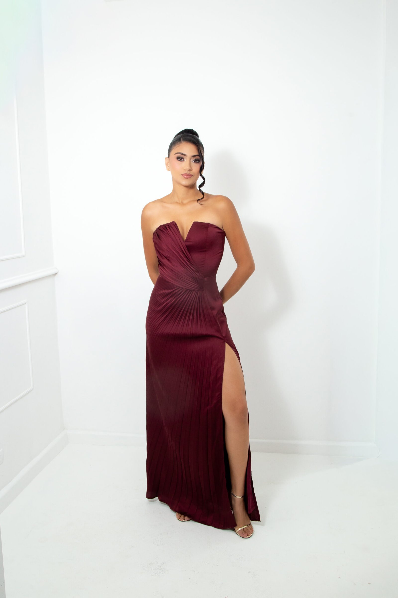 VESTIDO SEDA VINO REF:25133