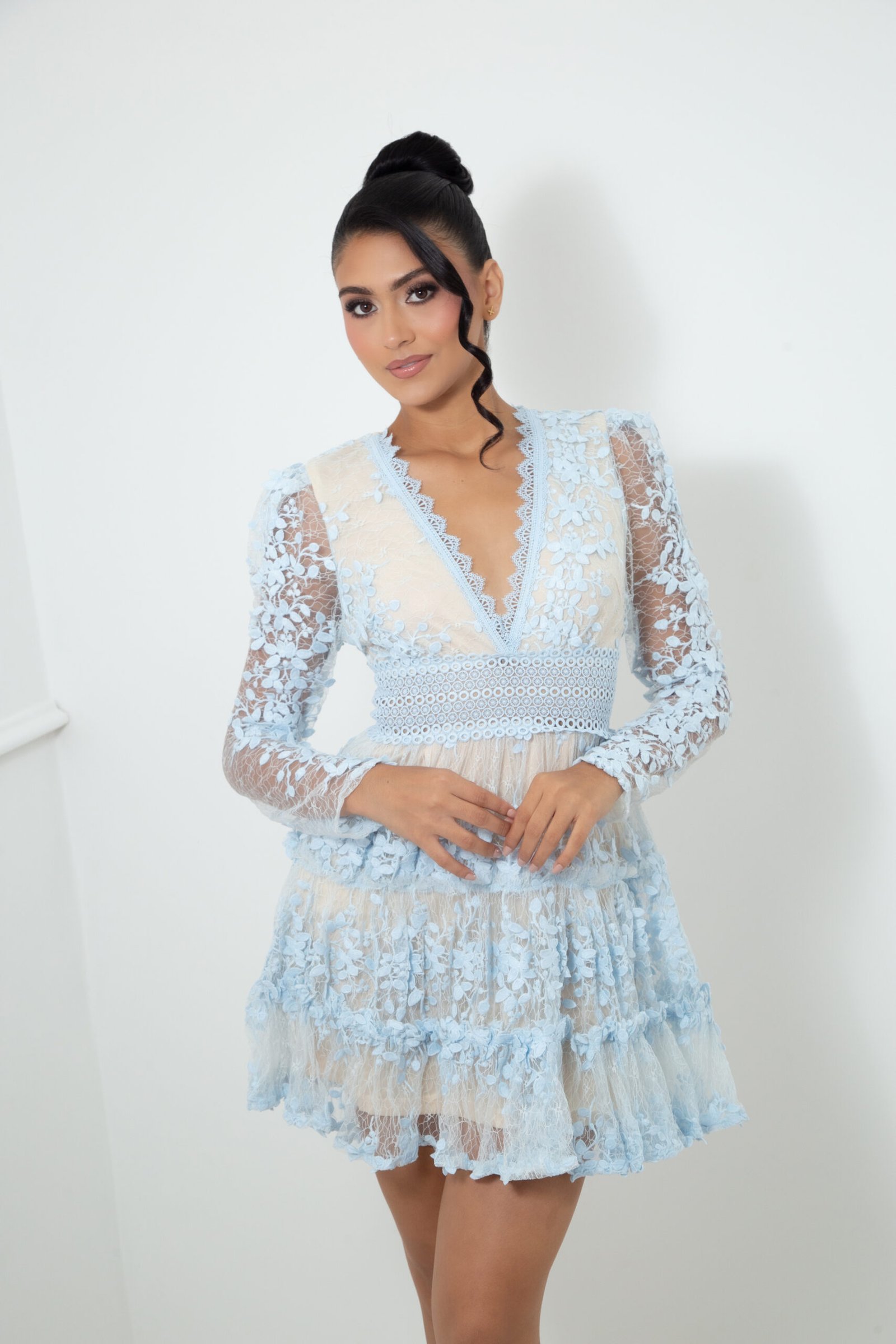 VESTIDO ENCAJE AZUL REF:1008 - Imagen 3