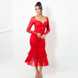VESTIDO MESH ROJO REF:0050
